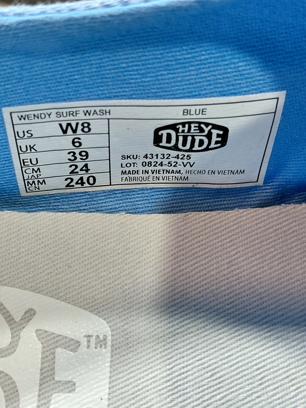 NWT Hey Dude Womens Wendy Surf Wash Blue White Denim Canvas Casual Comfort W8 - Picture 16 of 16